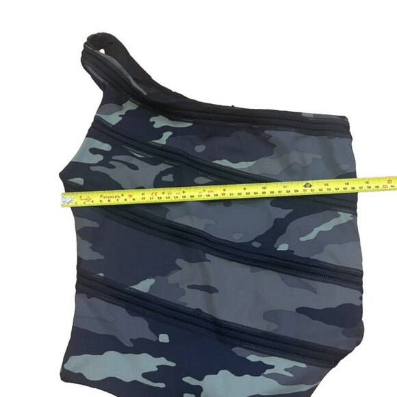 Victoria's Secret Sport Thong Bodysuit Womens Small Green Camo One Shoulder - Picture 5 of 5